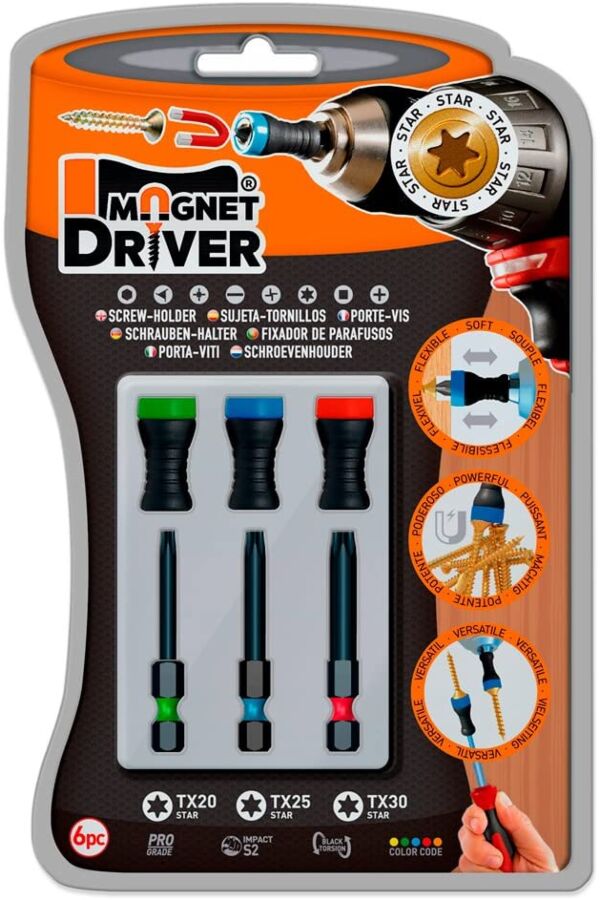 Magnet Driver™ Sett med Grønn, Blå og Rød + 3 bits type TX (Torx)